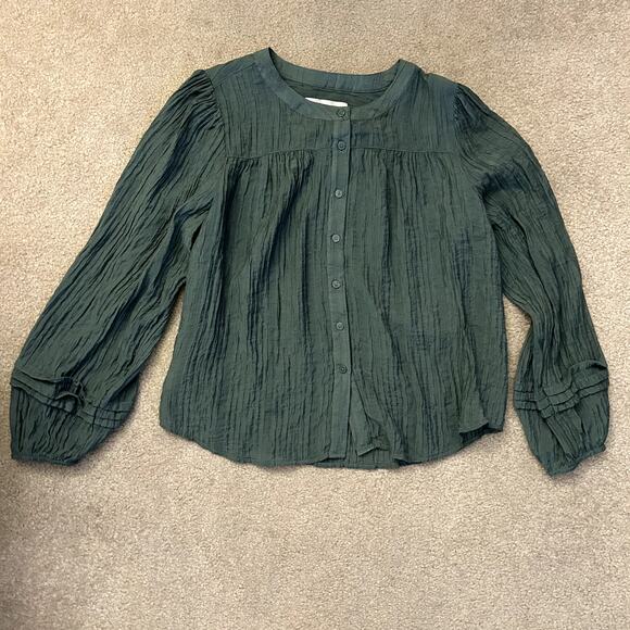 Loft Women´s Pleated Sleeve Rustic Bohemian Romance Blouse Size L - Picture 6 of 10